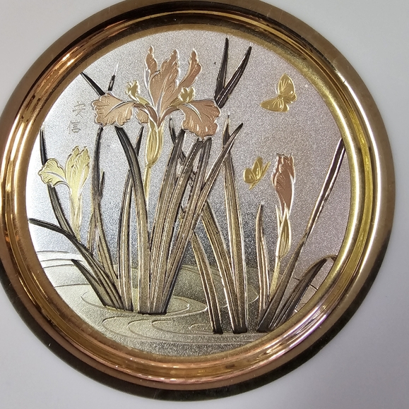 CHOKIN ART - Iris & Butterflies- 24K Gold Rim - Picture 2 of 3